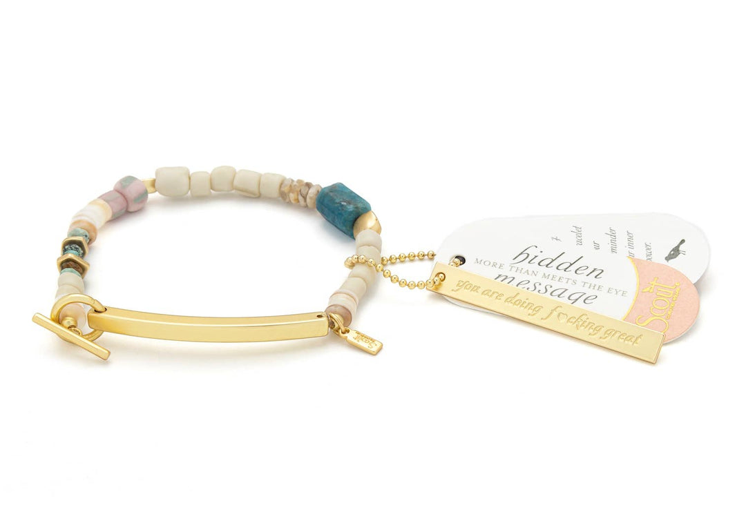 Hidden Message Bracelet - F♥cking Great/Blue Apatite/Gold - Meadow Collectivebracelet