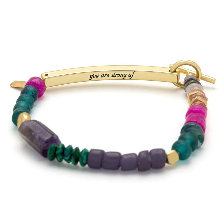 Hidden Message Bracelet - Strong AF/Amethyst/Gold - Meadow Collectivebracelet