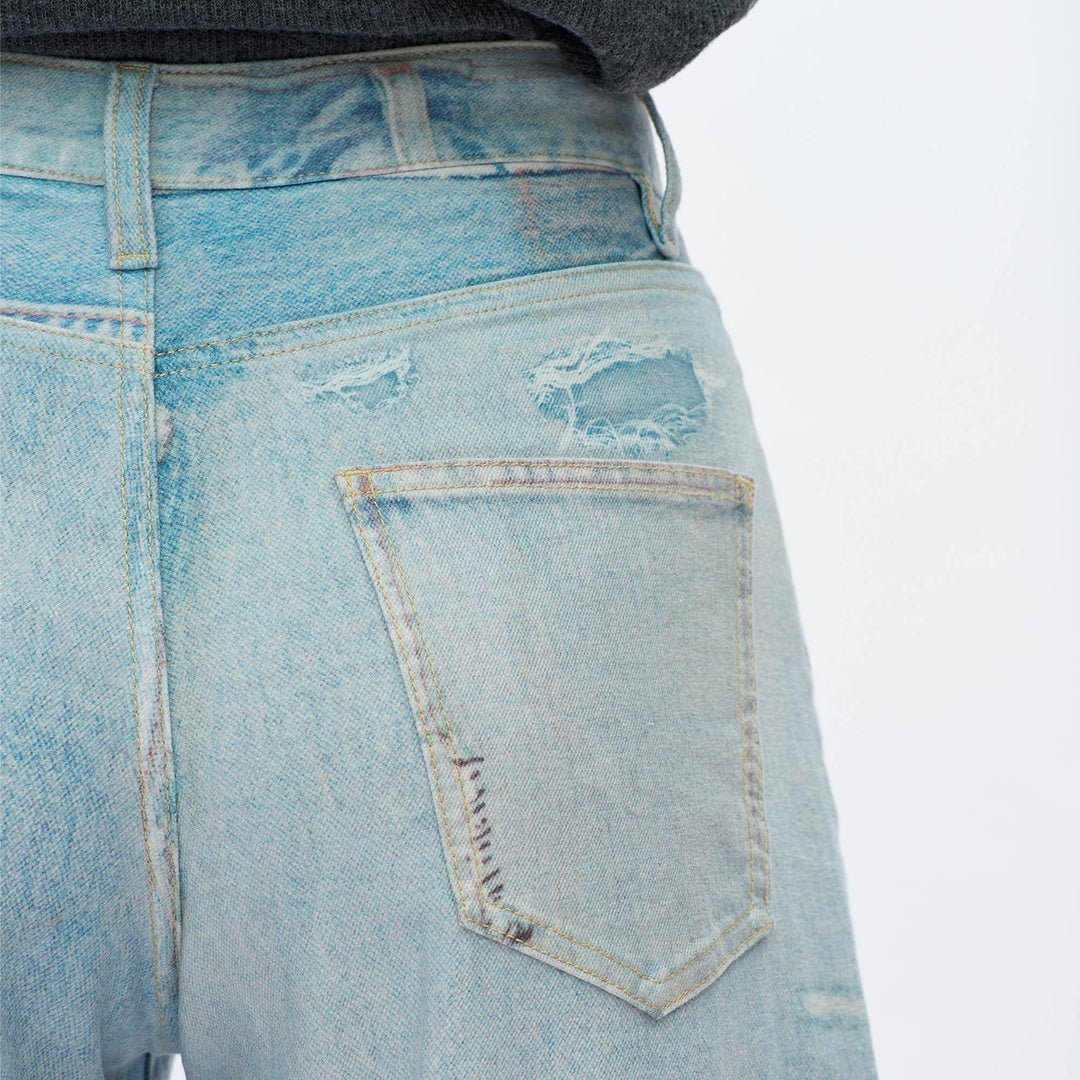 HIGH RISE BARREL DENIM JEANS(COOL TRANSFER PRINT) - Meadow Collectivedenim jeans