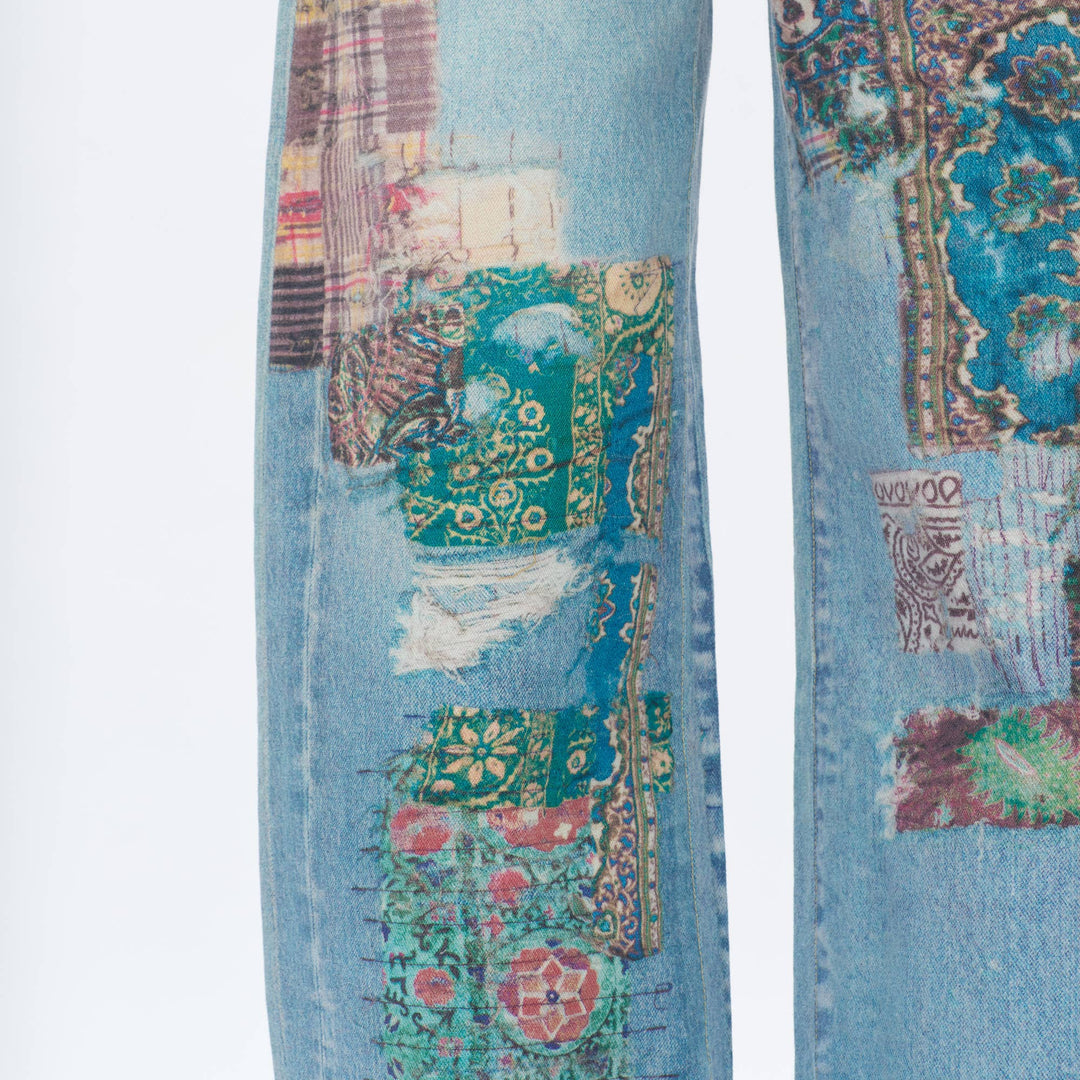 HIGH RISE BARREL DENIM JEANS(COOL TRANSFER PRINT) - Meadow Collectivedenim jeans