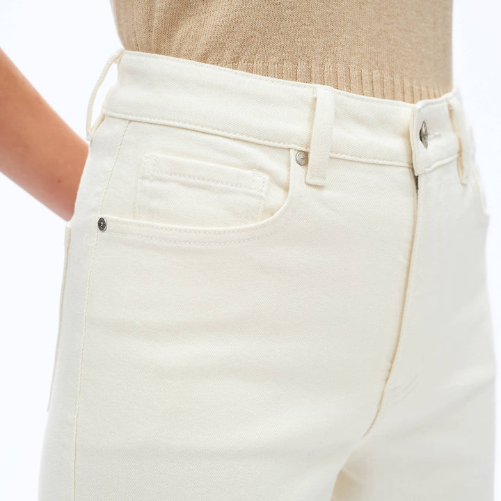 HIGH RISE WIDE LEG TWILL PANTS(EMBROIDERY,RAW HEM) - Meadow CollectivePants