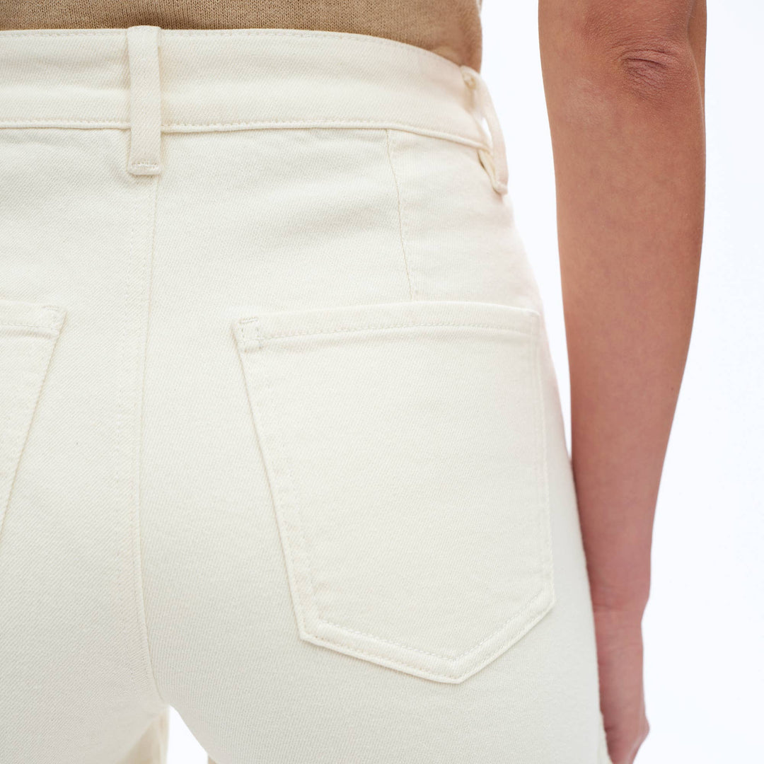 HIGH RISE WIDE LEG TWILL PANTS(EMBROIDERY,RAW HEM) - Meadow CollectivePants