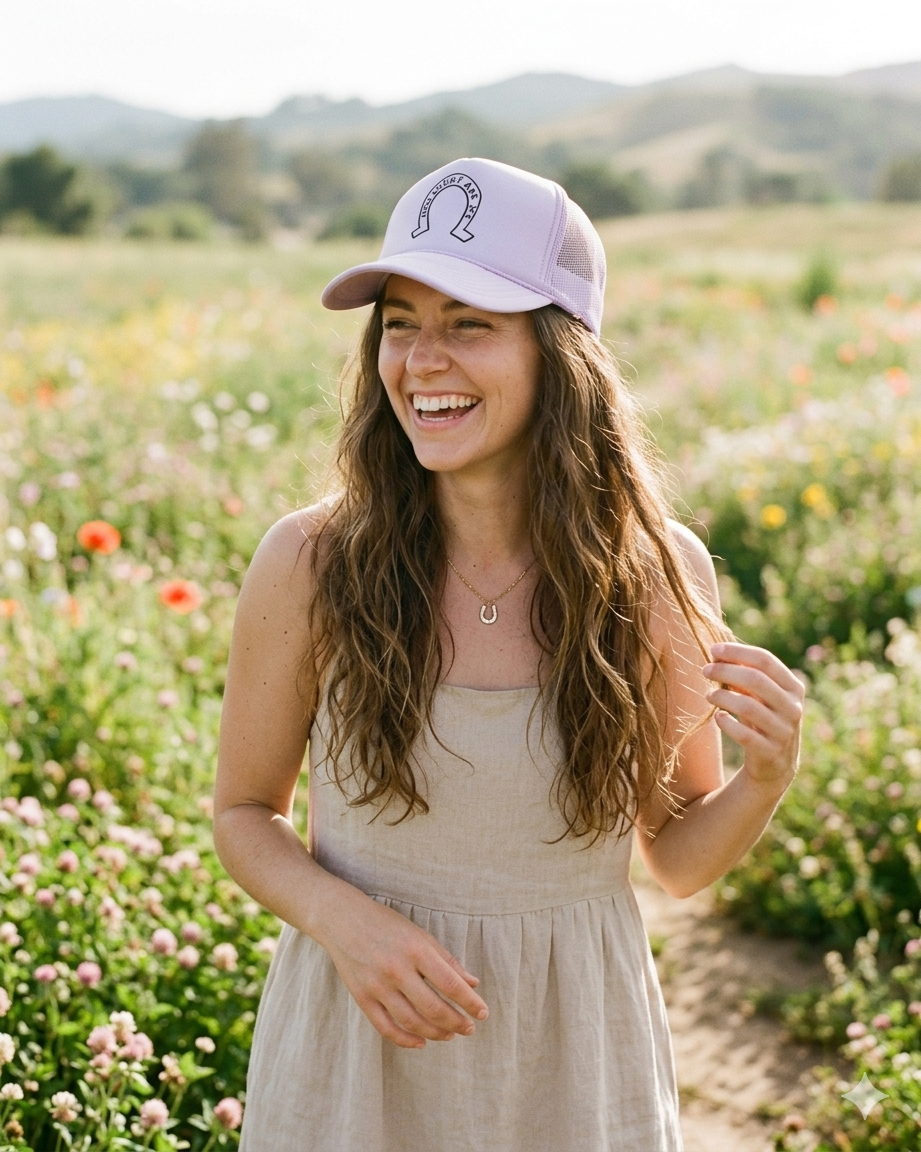 "How Lucky Are We" Lavender Horseshoe Trucker Hat - Meadow Collectivetrucker hat