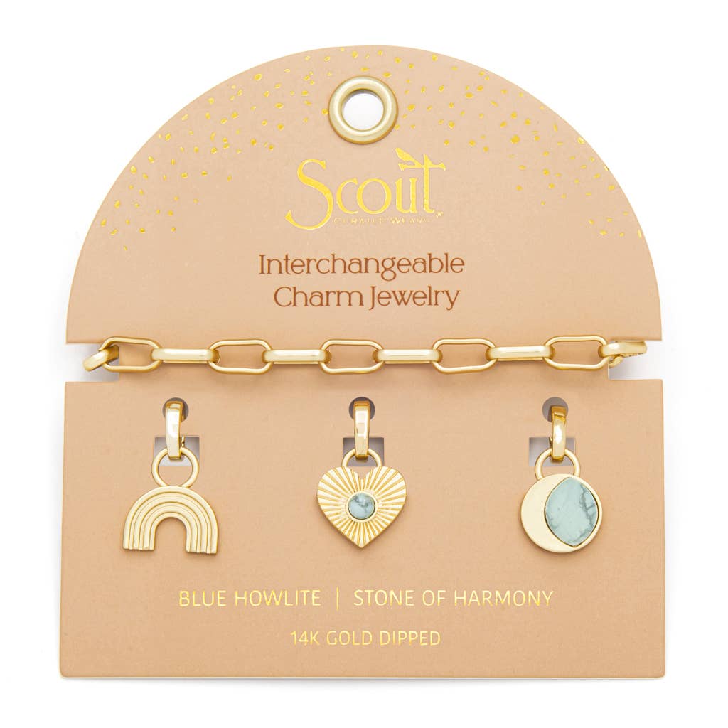 Interchangeable Charm Bracelet - Blue Howlite/Harmony/Gold - Meadow Collectivecharm bracelet