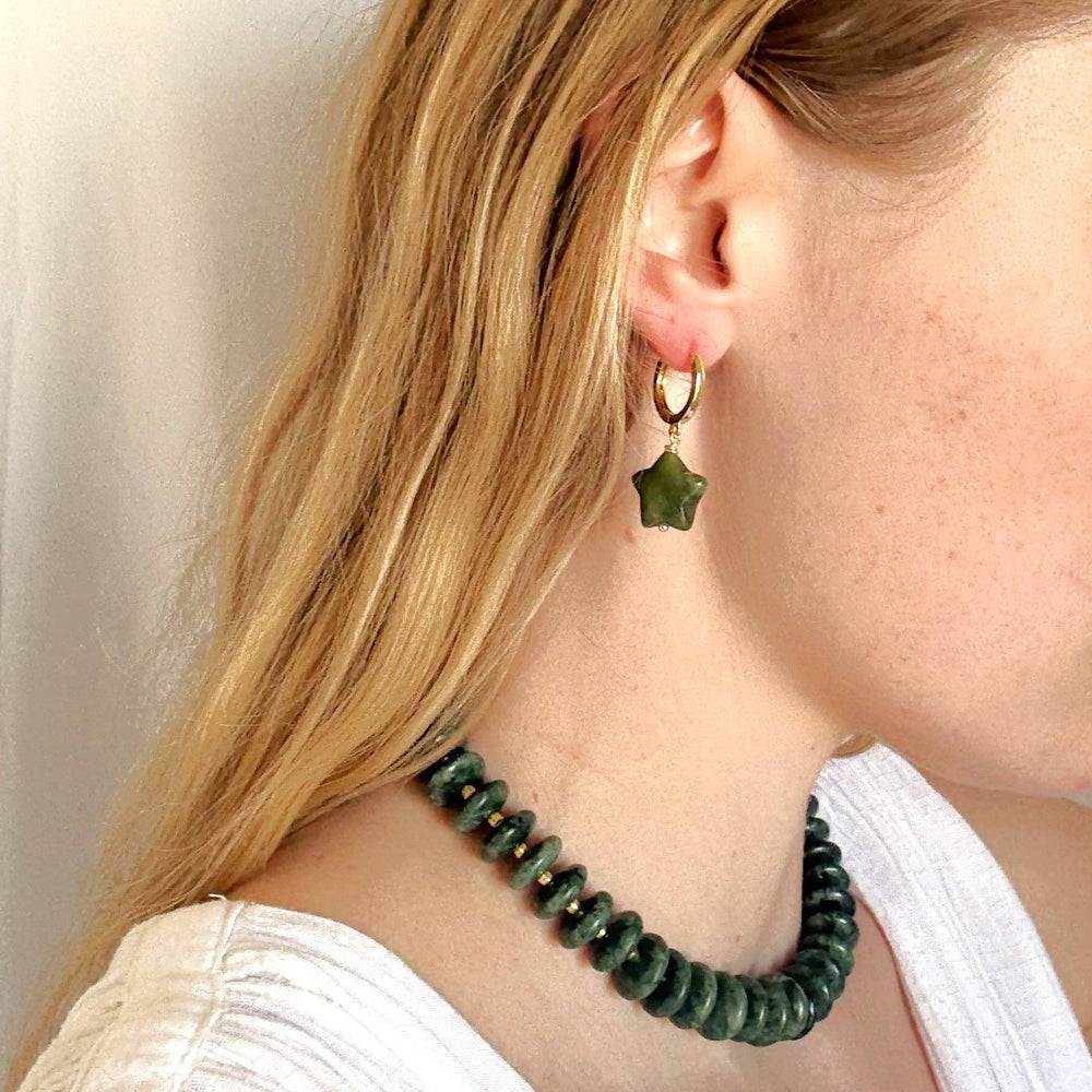 Jade Star Huggie Hoops - Meadow Collectivehuggie hoops