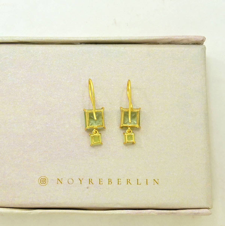 Jara Earring Gold Plated Silver 925 - Green Amethyst &amp; Jade - Meadow Collectiveearrings