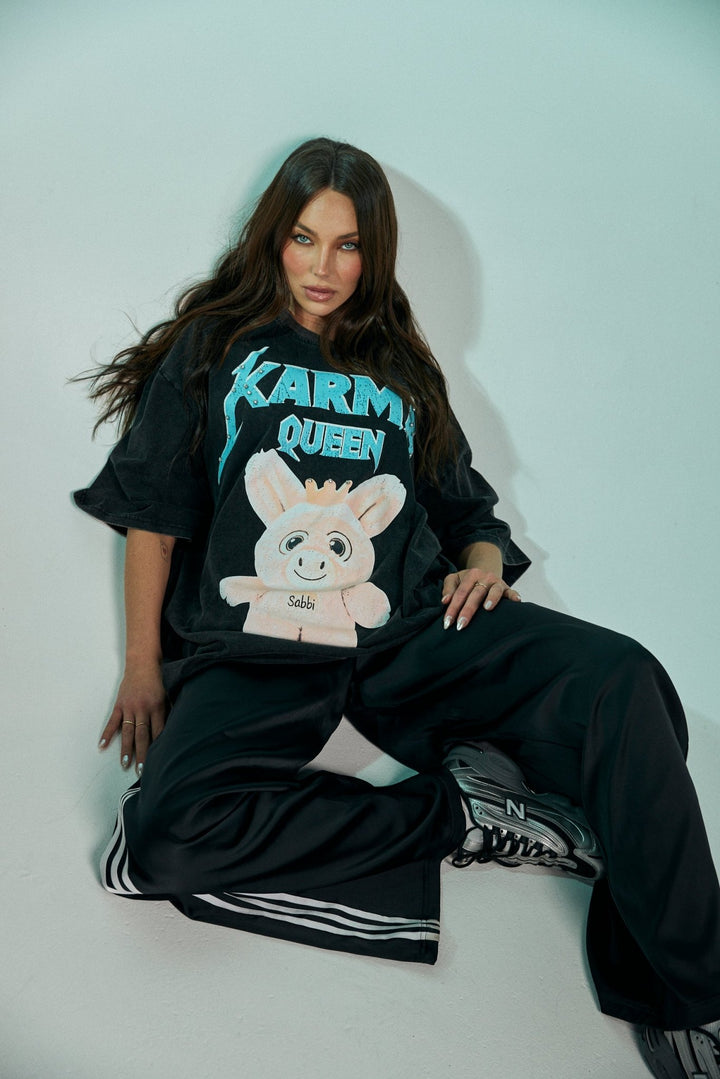 Karma Queen Tee - Black Acid Wash - Meadow Collectiveoversized tee