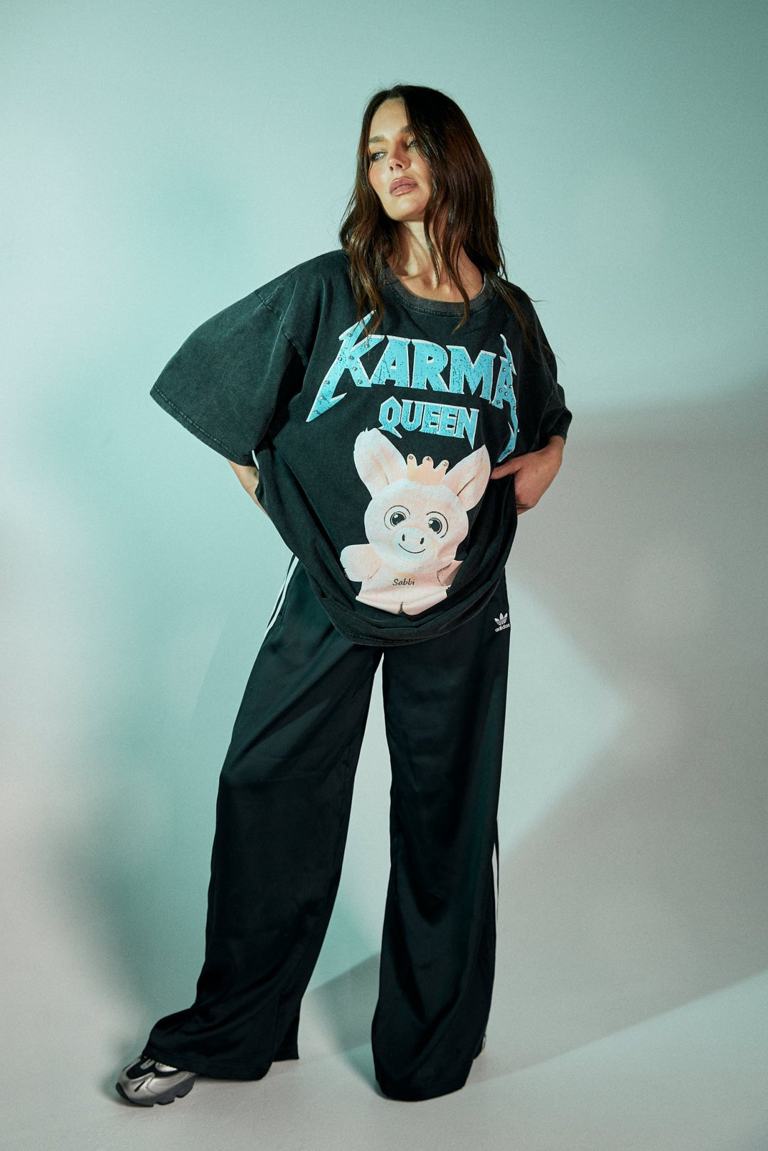 Karma Queen Tee - Black Acid Wash - Meadow Collectiveoversized tee