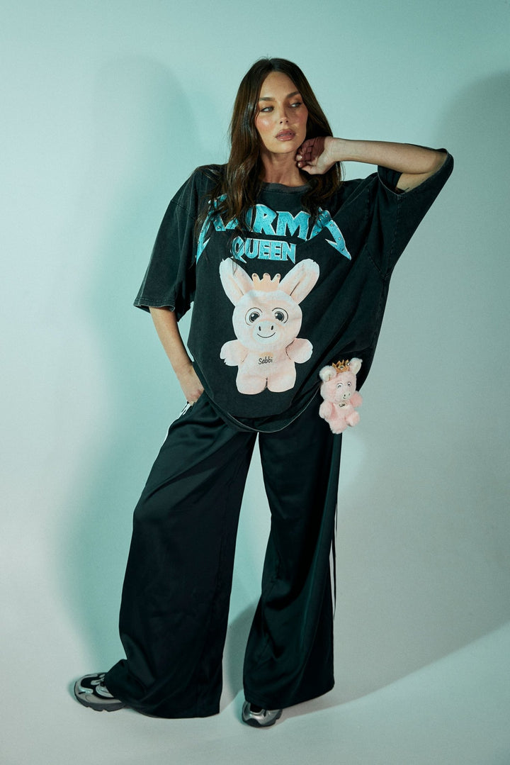 Karma Queen Tee - Black Acid Wash - Meadow Collectiveoversized tee