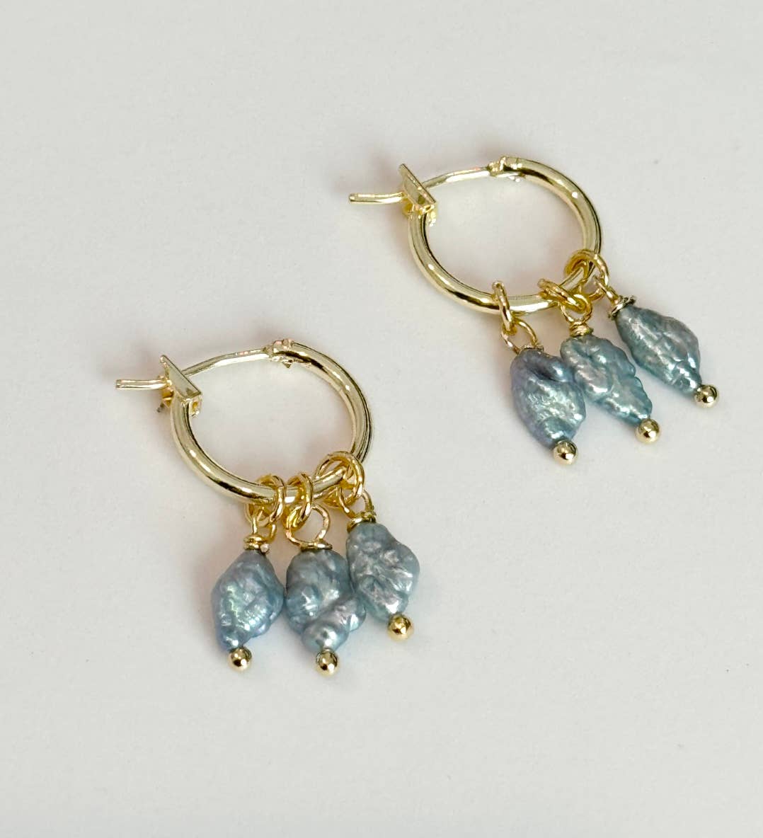 Labyrinth Hoop Earrings: 14K Gold &amp; Vintage Japanese Rice Pearls - Meadow Collectiveearrings