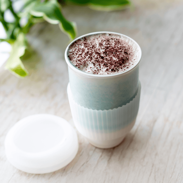 Lagoon Ceramic Coffee Cup – 12oz with Lid & Sleeve - Meadow Collectivetravel mug