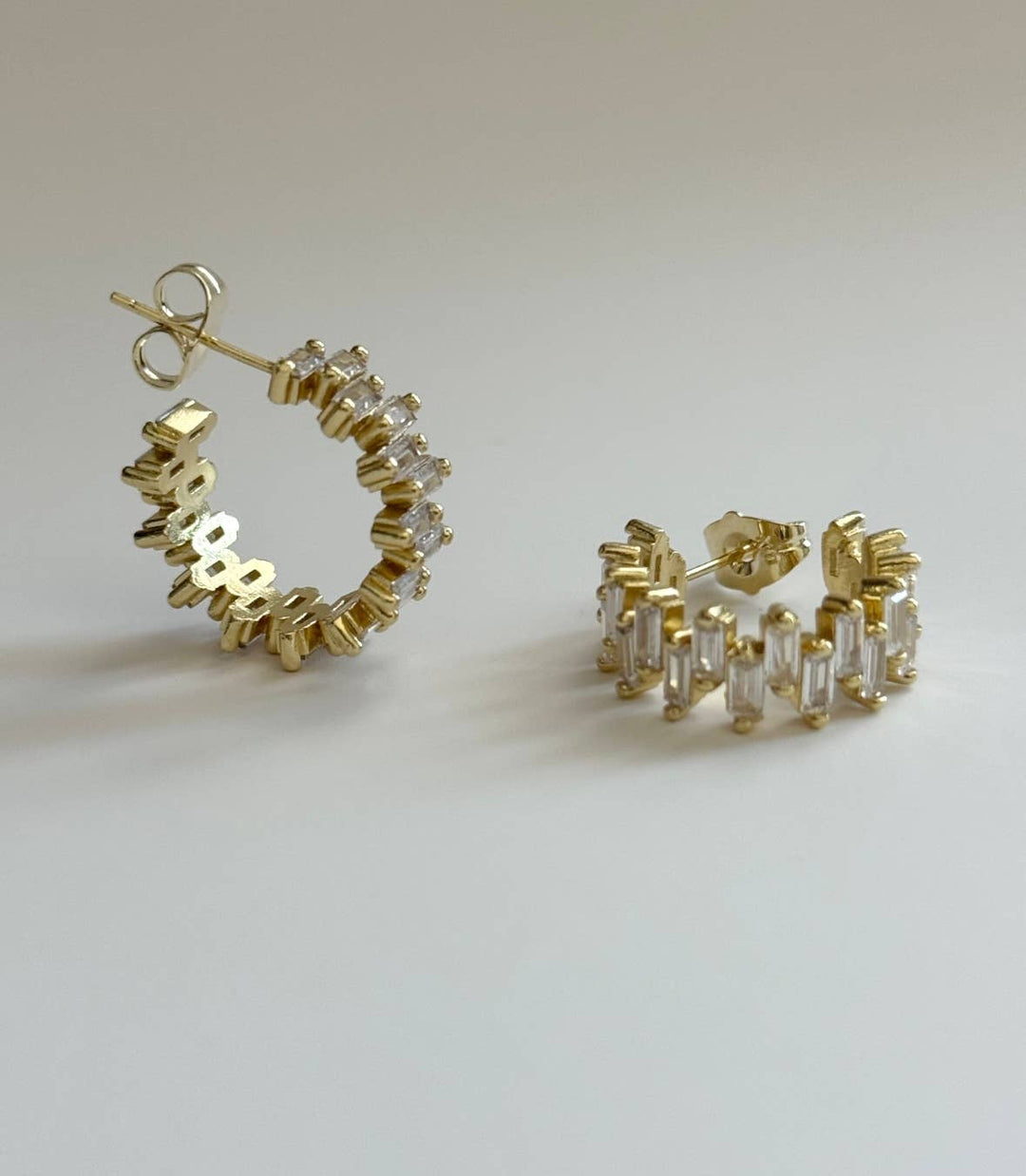 Lalus Baguette CZ Hoop Earrings – 14k Gold Filled - Meadow Collectiveearrings