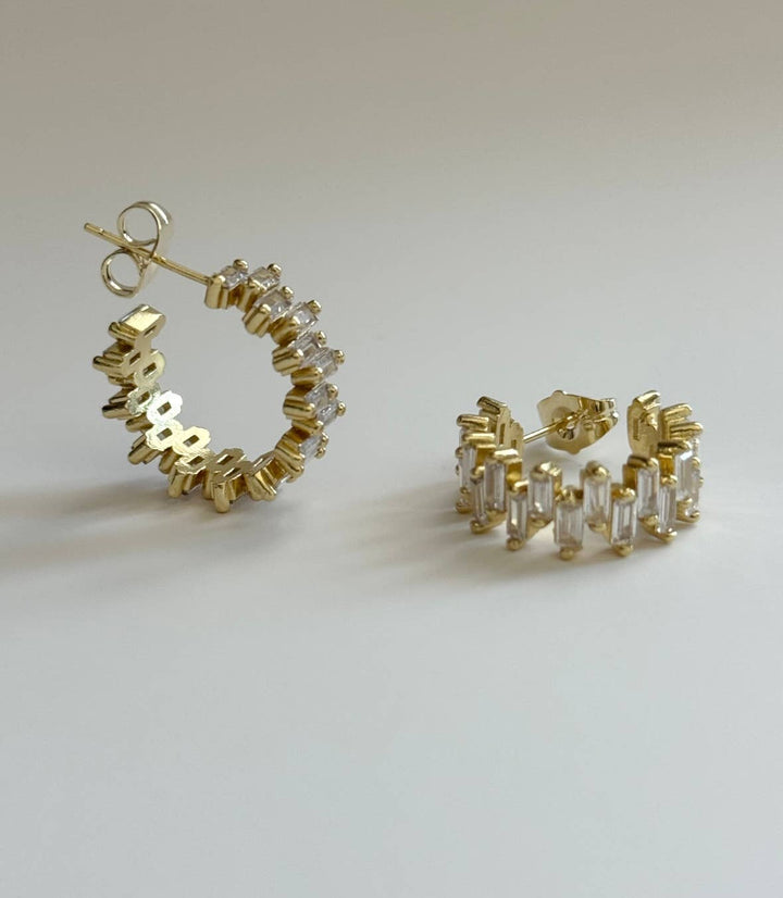 Lalus Baguette CZ Hoop Earrings – 14k Gold Filled - Meadow Collectiveearrings