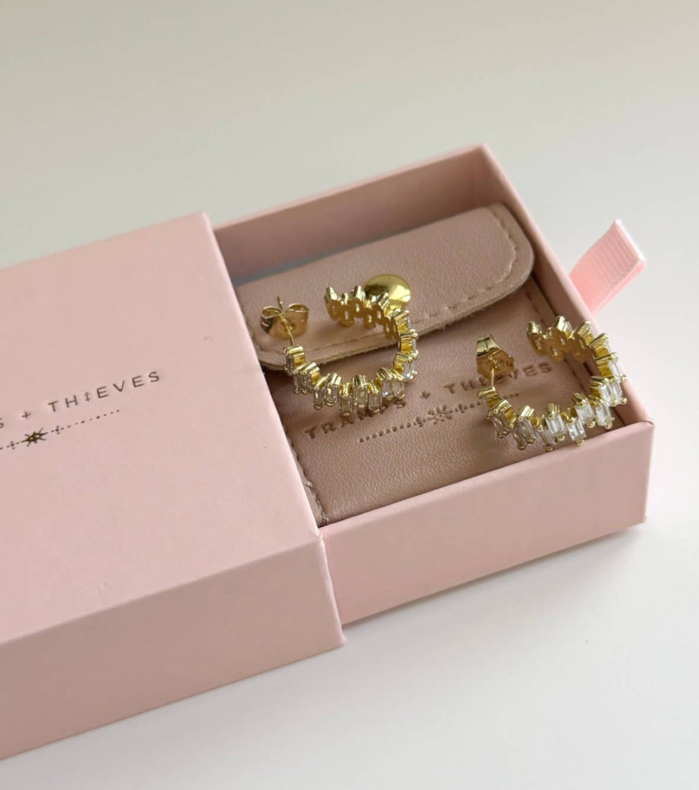 Lalus Baguette CZ Hoop Earrings – 14k Gold Filled - Meadow Collectiveearrings