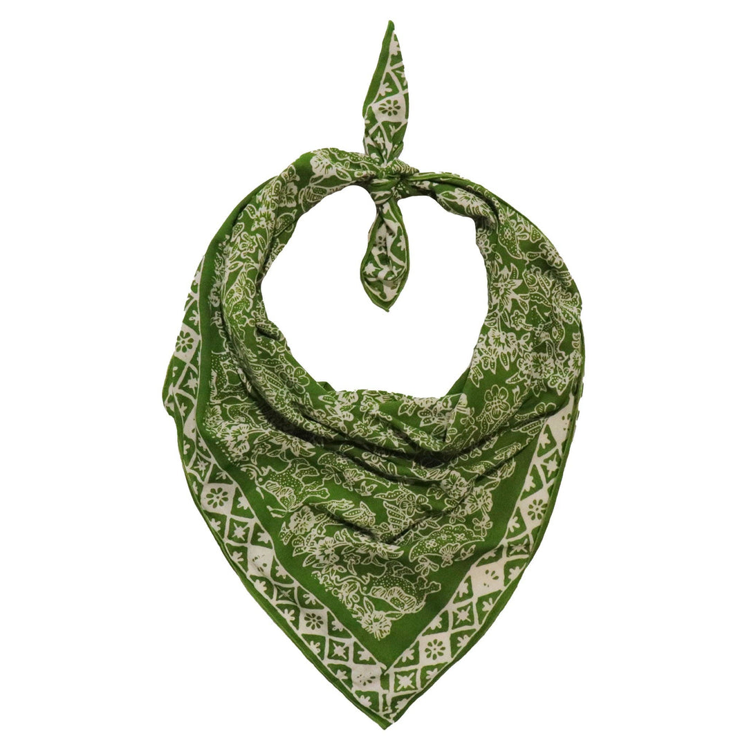 Large 39" Hand Dyed Batik Bandana, 100% Soft Cotton, Green Serenity - Meadow Collectivescarf