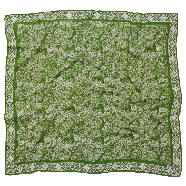 Large 39" Hand Dyed Batik Bandana, 100% Soft Cotton, Green Serenity - Meadow Collectivescarf