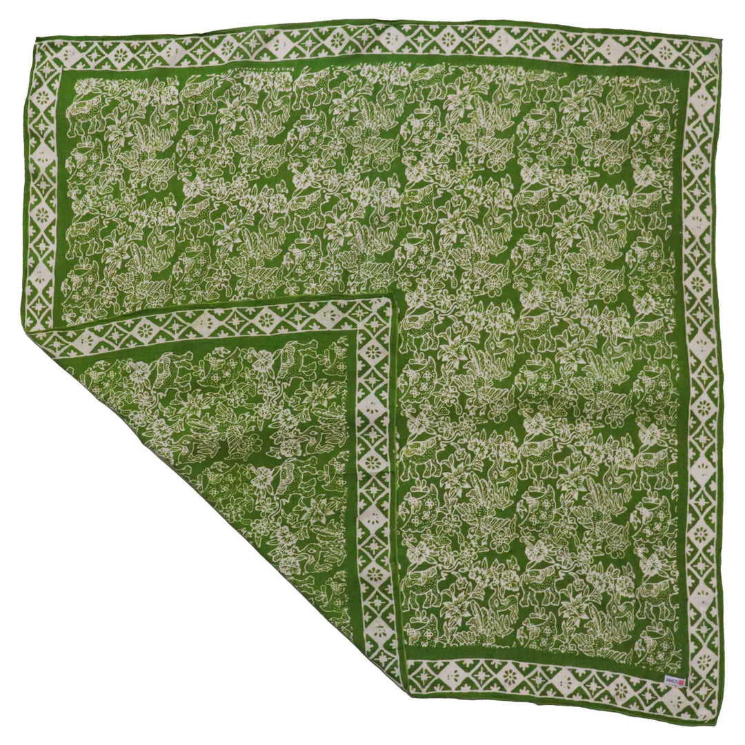 Large 39" Hand Dyed Batik Bandana, 100% Soft Cotton, Green Serenity - Meadow Collectivescarf