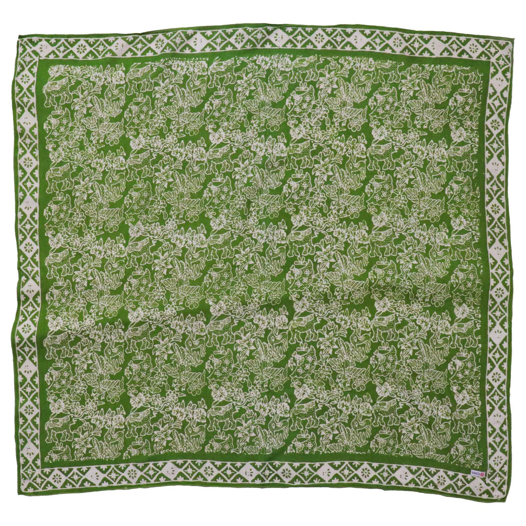 Large 39" Hand Dyed Batik Bandana, 100% Soft Cotton, Green Serenity - Meadow Collectivescarf