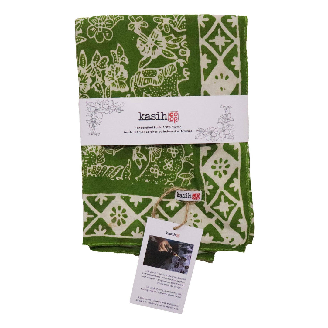Large 39" Hand Dyed Batik Bandana, 100% Soft Cotton, Green Serenity - Meadow Collectivescarf