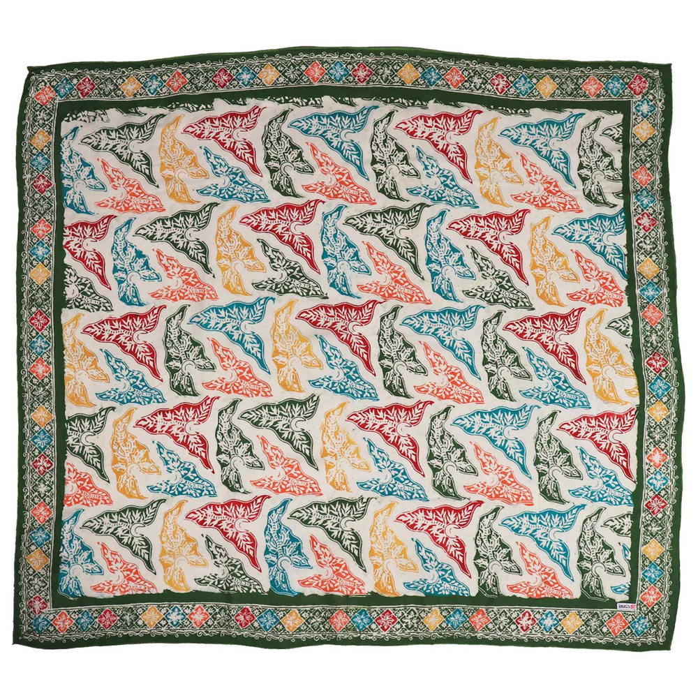 Large 39" Hand Dyed Batik Bandana, 100% Soft Cotton, Tropical Trapestry - Meadow Collectivebandana