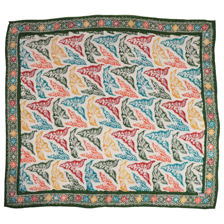 Large 39" Hand Dyed Batik Bandana, 100% Soft Cotton, Tropical Trapestry - Meadow Collectivebandana