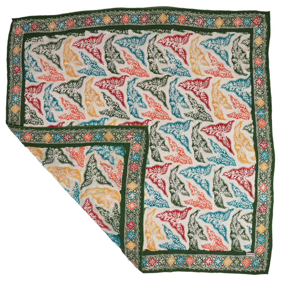 Large 39" Hand Dyed Batik Bandana, 100% Soft Cotton, Tropical Trapestry - Meadow Collectivebandana