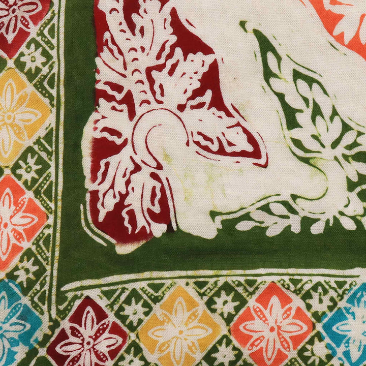 Large 39" Hand Dyed Batik Bandana, 100% Soft Cotton, Tropical Trapestry - Meadow Collectivebandana