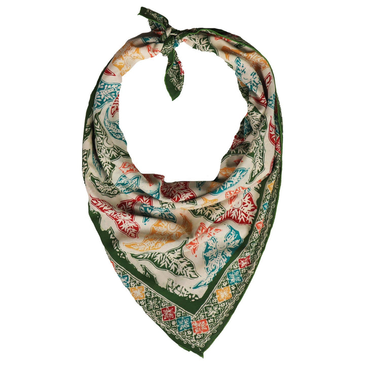 Large 39" Hand Dyed Batik Bandana, 100% Soft Cotton, Tropical Trapestry - Meadow Collectivebandana