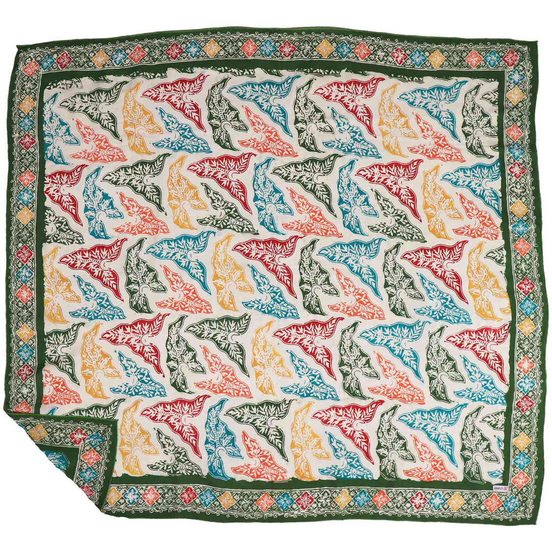 Large 39" Hand Dyed Batik Bandana, 100% Soft Cotton, Tropical Trapestry - Meadow Collectivebandana