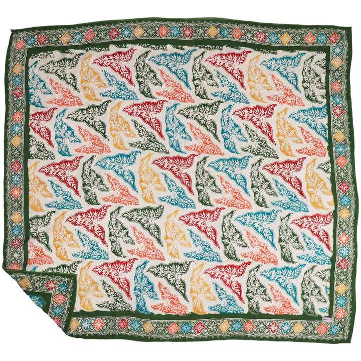 Large 39" Hand Dyed Batik Bandana, 100% Soft Cotton, Tropical Trapestry - Meadow Collectivebandana