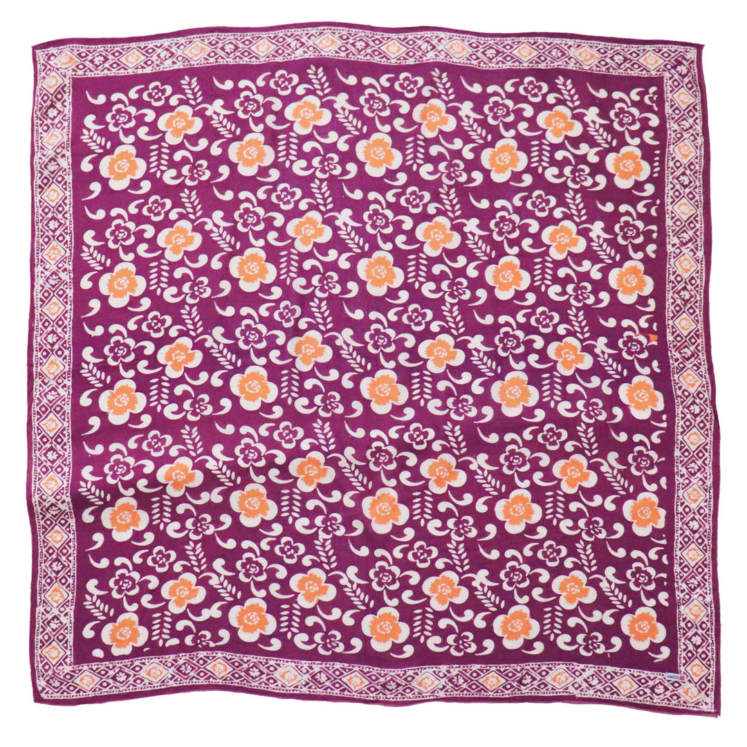 Large 39", Hand Dyed Batik Bandana,Plumeria, Pink Lilac, Oversized, XL Scarf - Meadow Collectivebandana