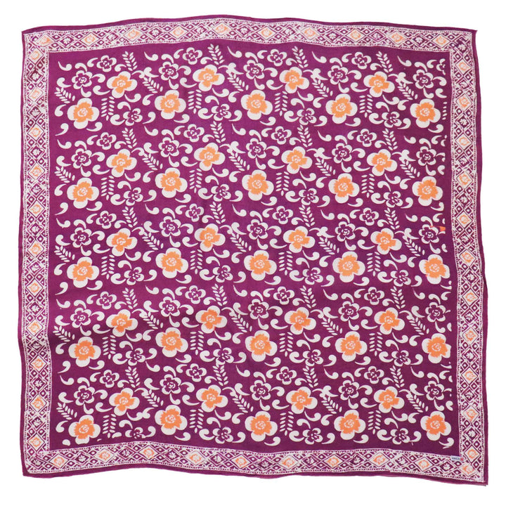 Large 39", Hand Dyed Batik Bandana,Plumeria, Pink Lilac, Oversized, XL Scarf - Meadow Collectivebandana