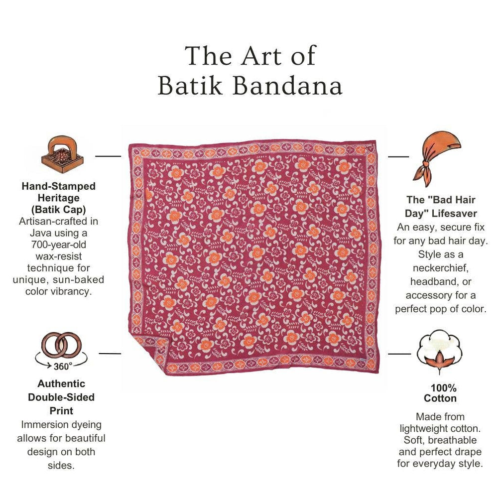 Large 39", Hand Dyed Batik Bandana,Plumeria, Pink Lilac, Oversized, XL Scarf - Meadow Collectivebandana