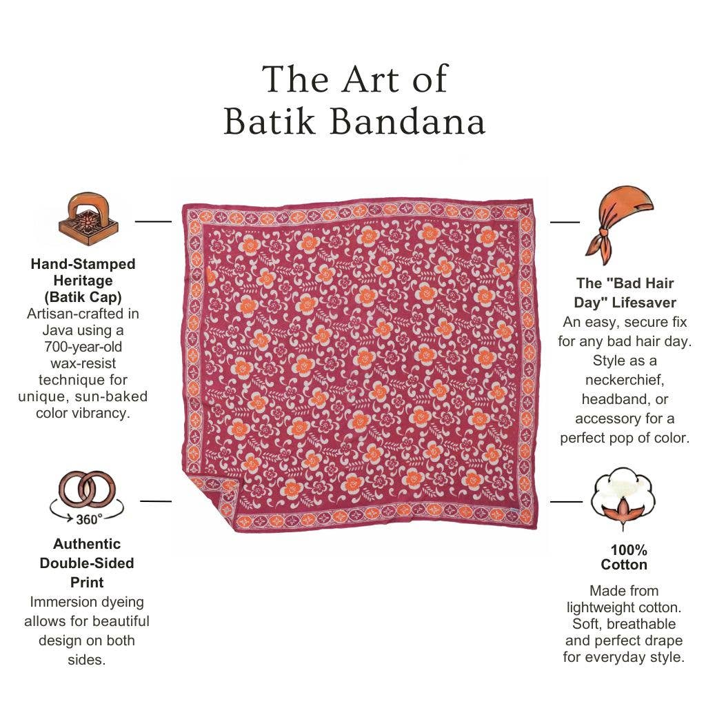 Large 39", Hand Dyed Batik Bandana,Plumeria, Pink Lilac, Oversized, XL Scarf - Meadow Collectivebandana