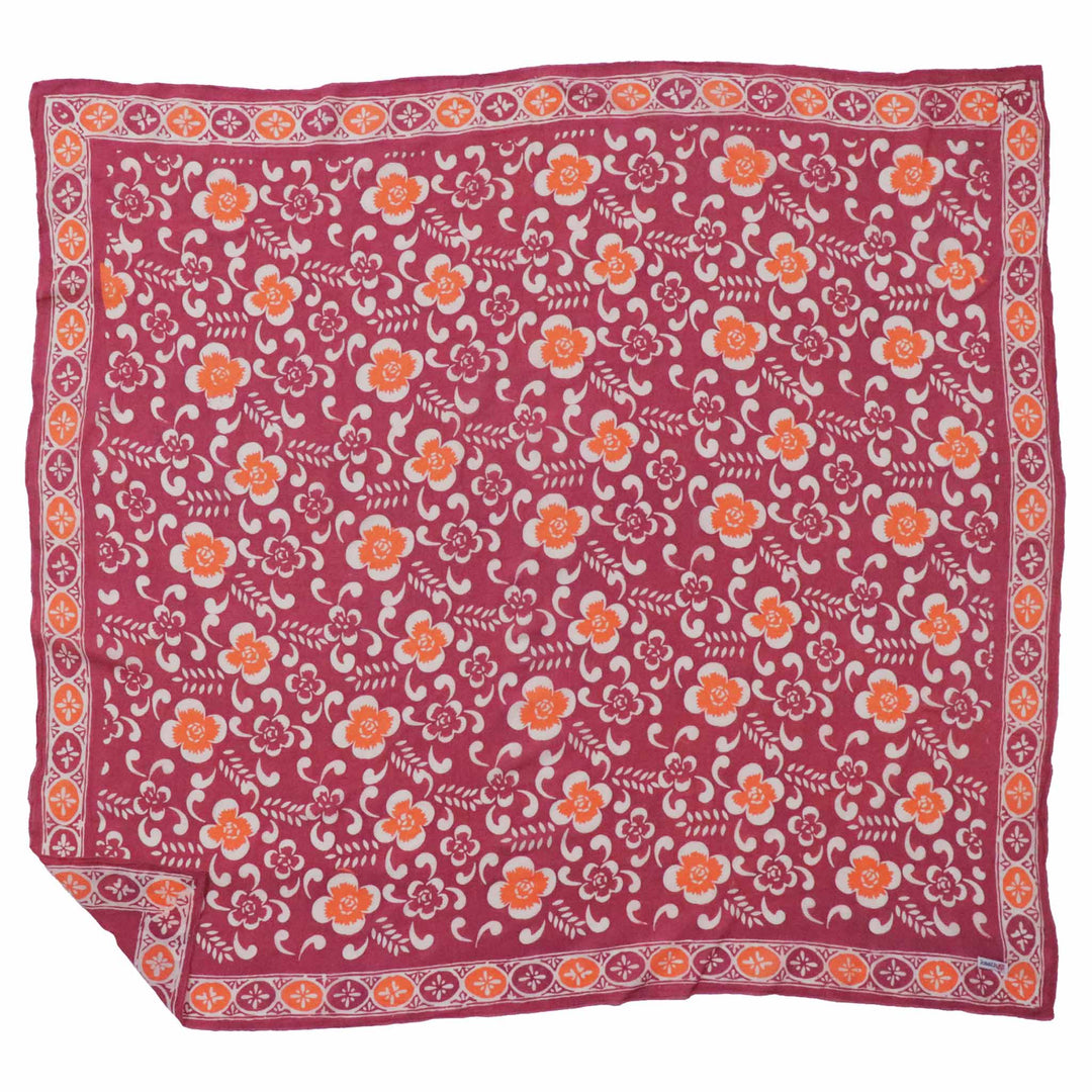 Large 39", Hand Dyed Batik Bandana,Plumeria, Pink Lilac, Oversized, XL Scarf - Meadow Collectivebandana