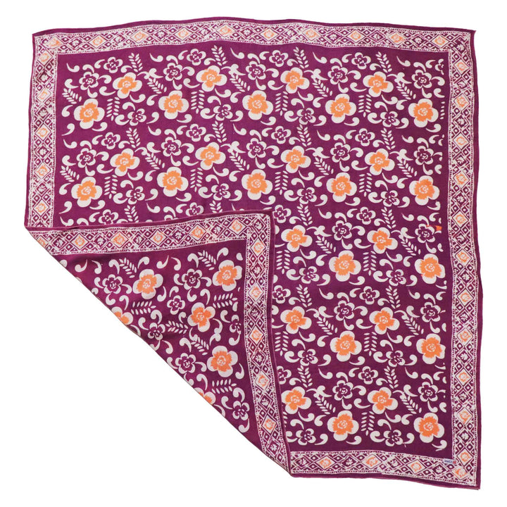 Large 39", Hand Dyed Batik Bandana,Plumeria, Pink Lilac, Oversized, XL Scarf - Meadow Collectivebandana