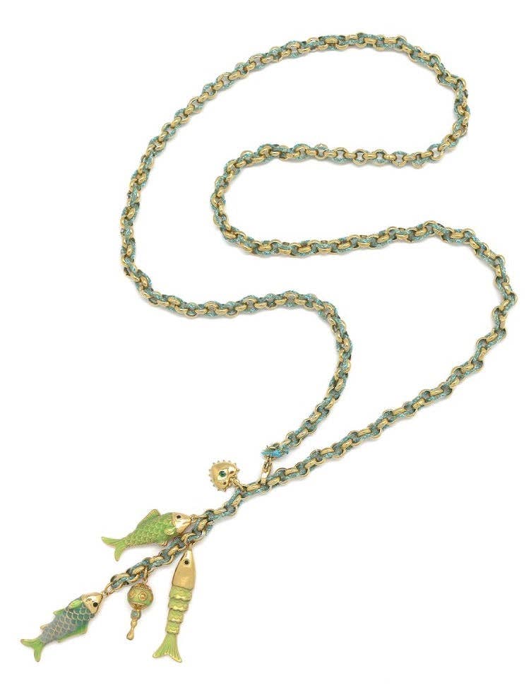 Long Green Fish Lariat Necklace - Meadow Collectivenecklace