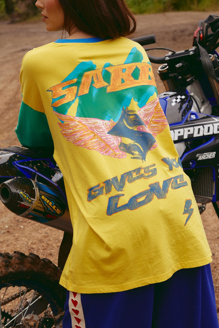 Long Sleeve Don't Quit Your Day Dream Oversize Tee - Yellow - Meadow Collectiveoversized tee