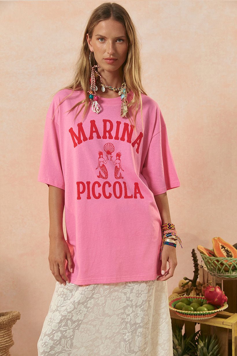 Marina Piccola Oversized Biker Tee Cosmos Pink - Meadow Collectiveoversized tee