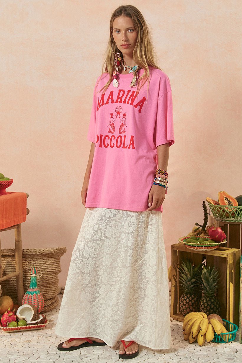 Marina Piccola Oversized Biker Tee Cosmos Pink - Meadow Collectiveoversized tee