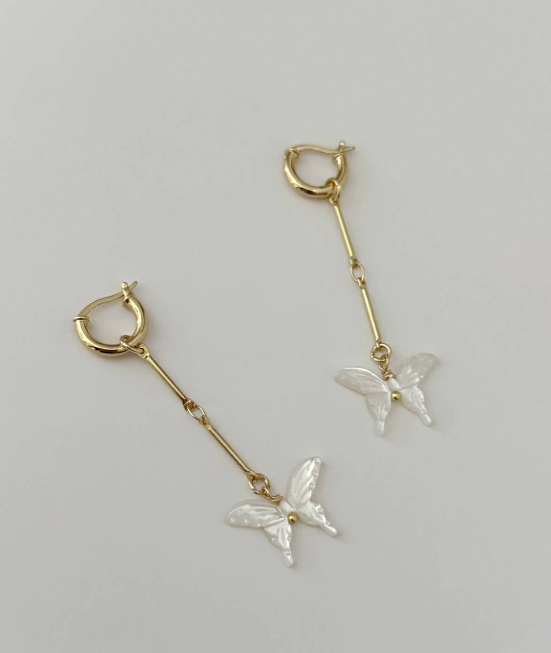Mariposa Mother of Pearl Butterfly 14K Gold Filled Hoop Earrings - Meadow Collectiveearrings