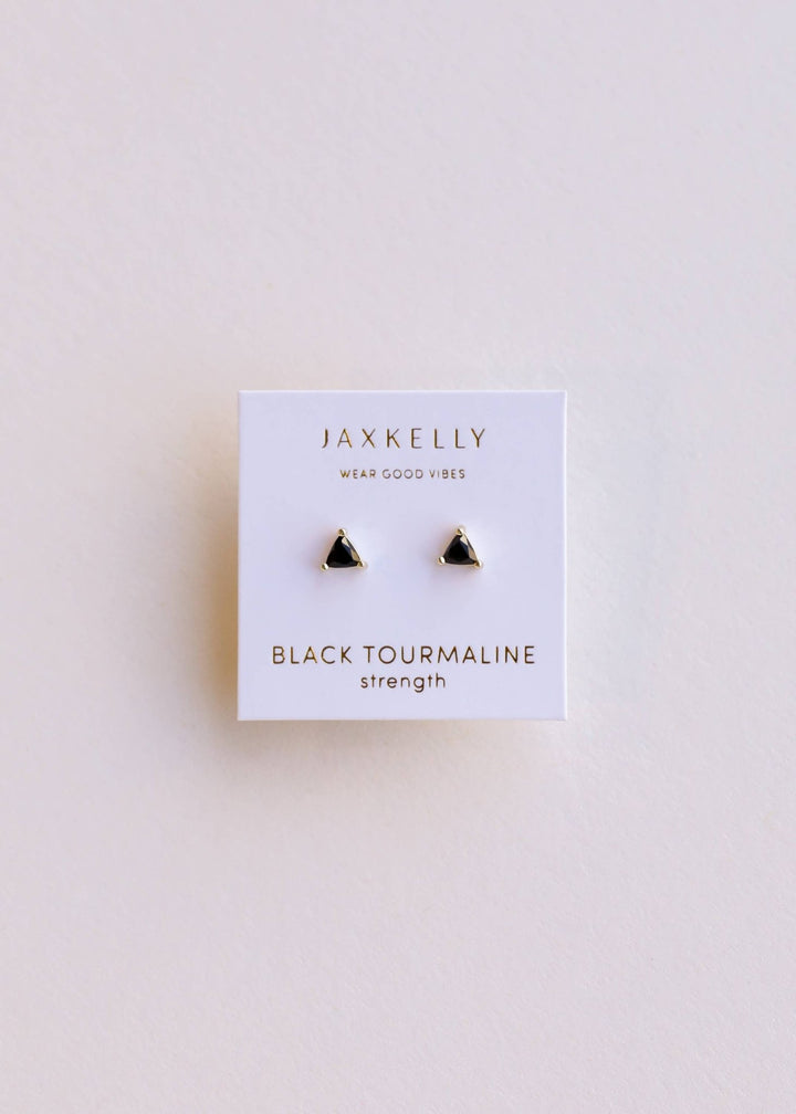 Mini Energy Gem - Black Tourmaline - Gold Earrings - Meadow Collectiveearrings
