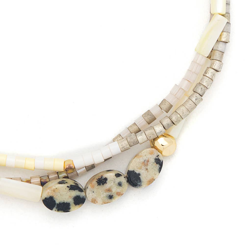 Mixed Media Bracelet - Joy/Dalmatian Jasper/Gold - Meadow Collectivebracelet