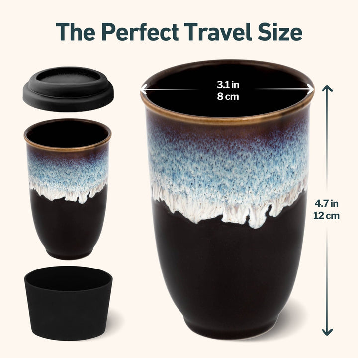 Monsoon Ceramic Mug – 12oz Reusable Cup with Lid - Meadow Collectivetravel mug