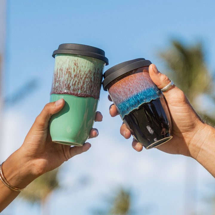 Monsoon Ceramic Mug – 12oz Reusable Cup with Lid - Meadow Collectivetravel mug