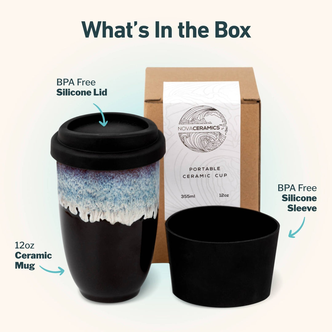 Monsoon Ceramic Mug – 12oz Reusable Cup with Lid - Meadow Collectivetravel mug