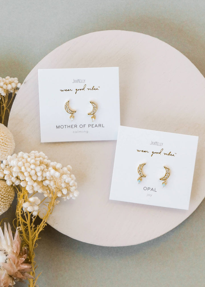 Moon Drop - Mother of Pearl - Gold Earrings - Meadow Collectiveearrings