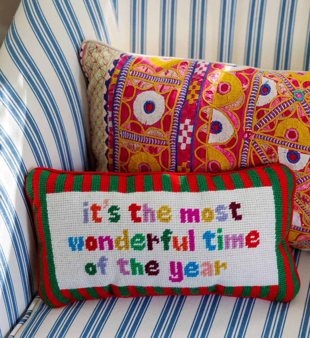 Most Wonderful Time Needlepoint Pillow - Meadow Collectivepillow