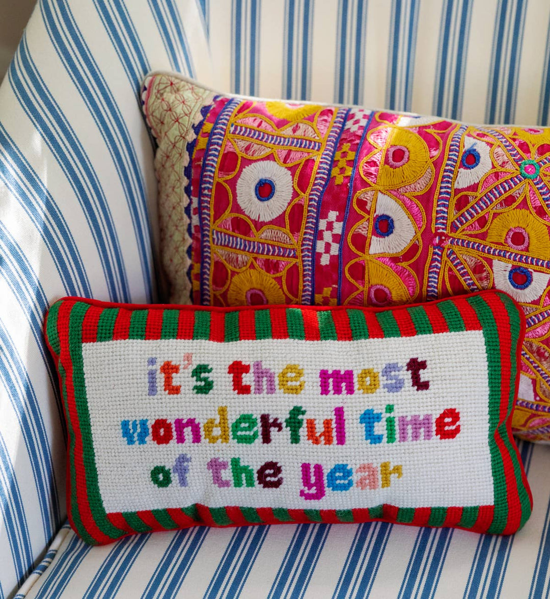 Most Wonderful Time Needlepoint Pillow - Meadow Collectivepillow