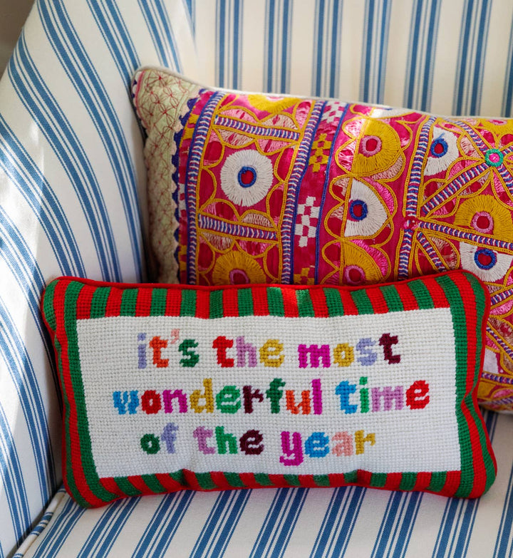 Most Wonderful Time Needlepoint Pillow - Meadow Collectivepillow